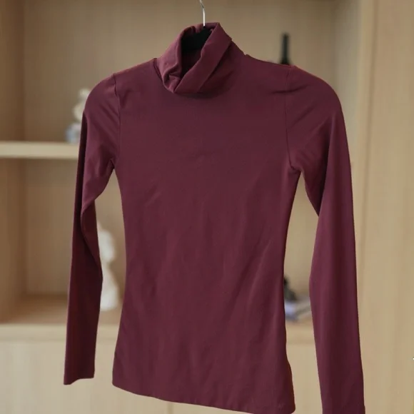Aritzia Burgundy Turtleneck long sleeve - Picture 2 of 4
